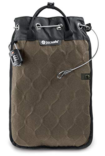 Pacsafe Travelsafe 12L - Mobiler Safe mit TSA-Zahlen Schloß, Trage-Tasche mit Anti-Diebstahl Technologie, 12 Liter Volumen, Beige/Sand von Pacsafe