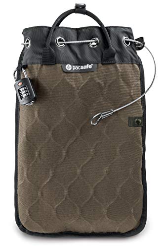 Pacsafe Travelsafe 5L - Mobiler Safe mit TSA-Zahlen Schloß, Trage-Tasche mit Anti-Diebstahl Technologie, 5 Liter Volumen, Beige/Sand von Pacsafe