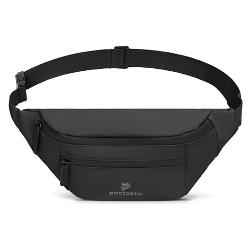 Pactastic Gürteltasche Crossover-Tasche Bauchtasche mit 3 Reißverschlussfächern | 210 Gramm leicht, aus wasserabweisendem veganen Tech-Material | 33 x 7 x 16 cm mit 4 Reißverschlussfächern von Pactastic