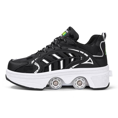 Atmungsaktive Skate Schuhe Kinder Anfänger Roller Skate Schuhe Stabile Kinder Skates Einstellbare Roller Skates Schuhe,Black-38 von PacuM