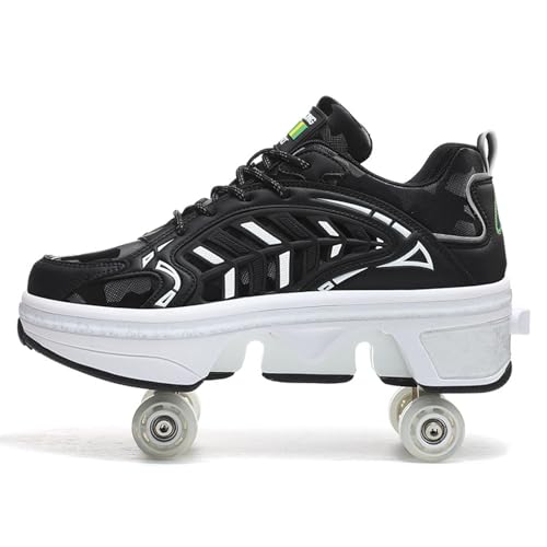 Roller Skate Schuhe, Walking Shapeshifting Schuhe, Outdoor Laufschuhe mit Rad für Erwachsene Kinder,Black-36 von PacuM