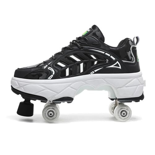 Schlittschuhe Pulley Schuhe Multifunktionale Deformation Roller Skating Schuhe Skating Outdoor Sportschuhe für Erwachsene Kind,Black-34 von PacuM