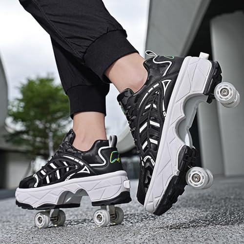 Sport verstellbare Inline Skates Schuhe, stilvolle Design Anfänger Roller Skate Schuhe für Jungen und Mädchen,Nero-37 von PacuM