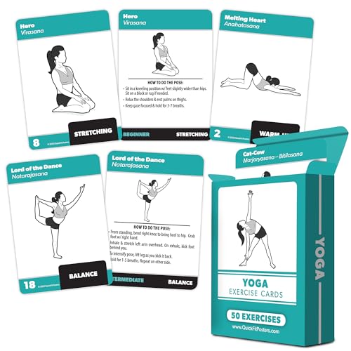 Palace Learning Yoga-Pose-Übungskarten – Yoga-Positionen und Workout-Fitness-Karten mit über 50 Posen – 6,3 x 8,9 cm von Palace Learning