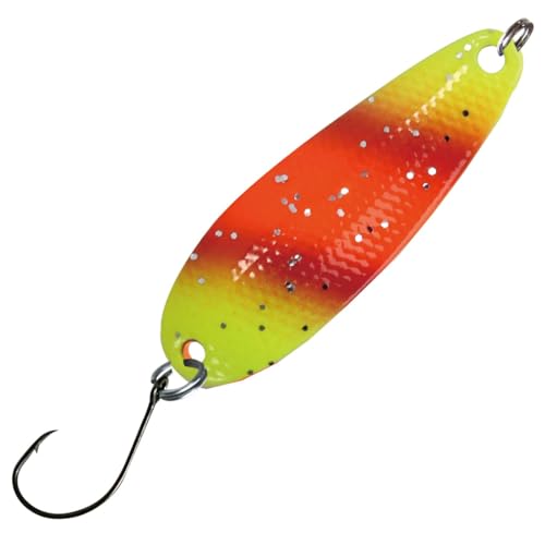Paladin Spoonblinker zum Forellenfischen 3,6g Trout Spoons Style Apollo, Farbe:rot-orange-gelb/orange-weiß-gelb von Paladin