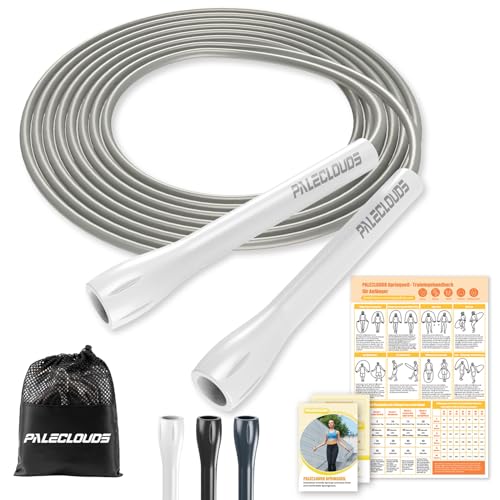 Springseil Verstellbares für Speed Skipping, PVC Springseil Erwachsene Fitness für Damen, Herren und Kinder, 3M Leichtes Springseil Mit Trainingsposter und ABS Rutschfester Griff von Paleclouds