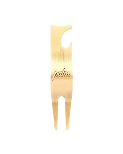 Palm Pitchgabel-Reparaturwerkzeug, ergonomisches 4-in-1-Design, U-förmige Oberseite zum Ausruhen von Schlägern, Flaschenöffner, leicht und stabil (gebürstetes Gold) von Palm