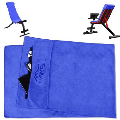 Pameil Fitness Handtuch | 120x50cm Sporthandtuch Fitnessstudio | Saugstark und Weich Gym Handtuch mit Reißverschlusstasche für Training (Blau) von Pameil