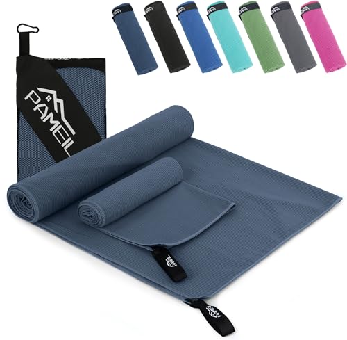 Pameil Mikrofaser Handtuch 2er Set-(160x80cm Groß Badetuch+80x40cm Klein Handtüch), Kompakt & Schnelltrocknend Microfaser Handtücher- das Sporthandtuch,Reisehandtuch, Strandhandtuch von Pameil