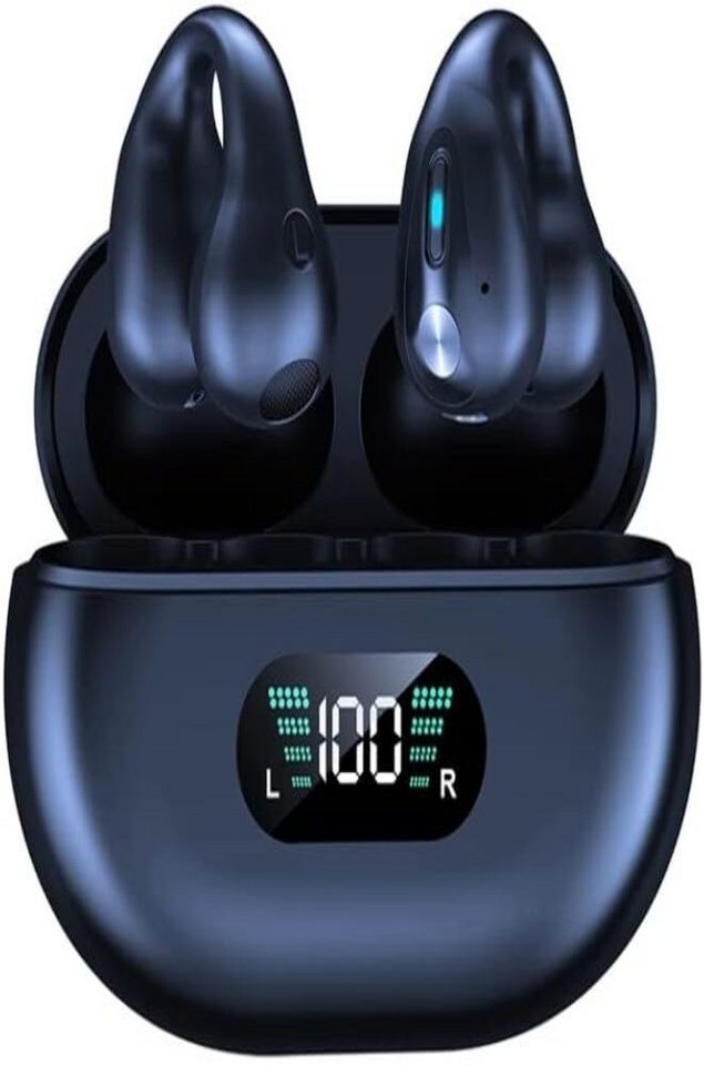 Panlouting Bluetooth 5.3 Open Ear Clip-on HD Stereo IPX5 Wasserdicht In-Ear-Kopfhörer (Tragbare Ladebox mit bis zu 30 Stunden Betriebszeit für unterwegs., LED-Leistungsanzeige mit Ladebox für SportRadfahrenFitnessstudioFahren) von Panlouting