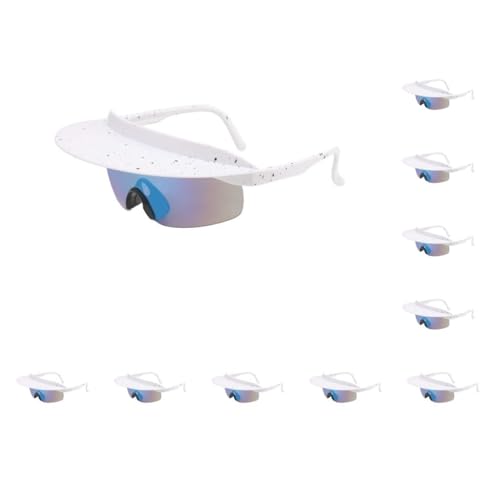 Paowsietiviity 10er-Set Fahrrad-Sonnenbrillen, tragbar, sonnenfest, für Erwachsene und Kinder, mehrfarbig, stilvoll, universal, wetterfest, weiß, blau von Paowsietiviity
