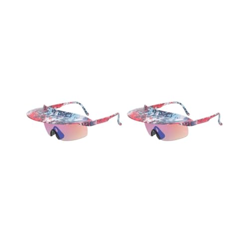 Paowsietiviity 2er-Set Fahrrad-Sonnenbrillen, professionell, für Herren und Damen, ergonomisch, mehrfarbig, universal, wetterfest, Brillen, Rot / Blau von Paowsietiviity