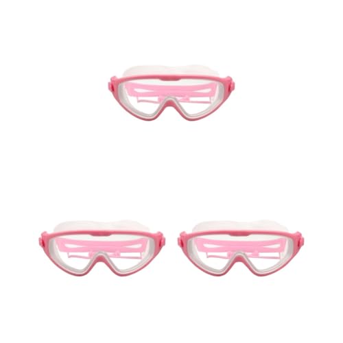 Paowsietiviity 3 Set Universal-Schwimmbrillen für Kinder, verstellbare Silikonbrille mit elastischem Band, wasserdicht, beschlagfrei, für Rosa, Weiß von Paowsietiviity