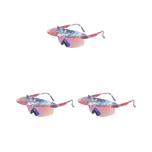 Paowsietiviity 3er-Set Fahrrad-Sonnenbrillen, professionell, für Herren und Damen, ergonomisch, mehrfarbig, universal, wetterfest, Brillen, Rot / Blau von Paowsietiviity