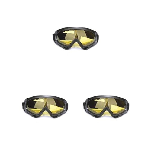 Paowsietiviity 3er-Set Fahrradbrillen für Damen, Fahrrad-Sonnenbrille, leicht, multifunktional, Angeln, Sonnenschutz, Gelb von Paowsietiviity