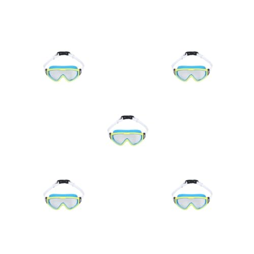 Paowsietiviity 5er-Set Schnorchel-Schwimmbrille für Damen und Herren, tragbar, für Pool, Unterwasser, Tauchbrille, für drinnen und draußen, blau, gelb, Kinder von Paowsietiviity