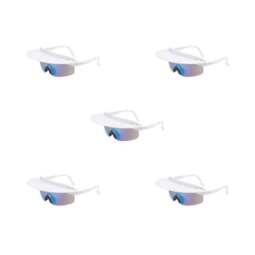 Paowsietiviity Fahrrad-Sonnenbrille, tragbar, Sonnenschutz, für Erwachsene, Kinder, mehrfarbig, stilvoll, universal, wetterfest, weiß, blau, 5 Stück von Paowsietiviity
