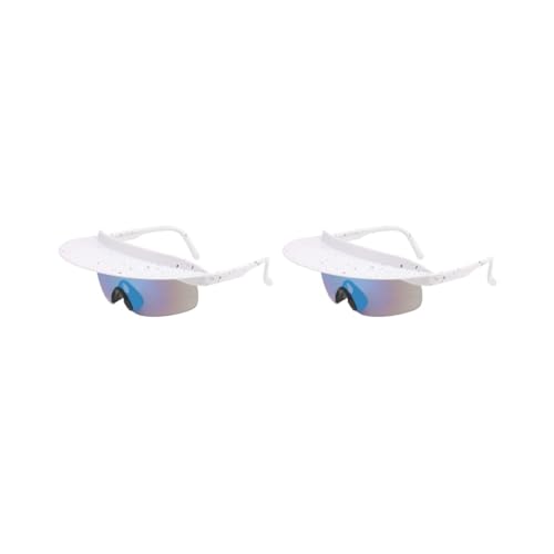 Paowsietiviity Fahrrad-Sonnenbrille, tragbar, Sonnenschutz, für Erwachsene und Kinder, mehrfarbig, stilvoll, universal, wetterfest, Weiß, Blau, 2 Stück von Paowsietiviity