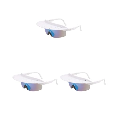 Paowsietiviity Fahrrad-Sonnenbrille, tragbar, Sonnenschutz, für Erwachsene und Kinder, mehrfarbig, stilvoll, universal, wetterfest, weiß, blau, 3 Stück von Paowsietiviity