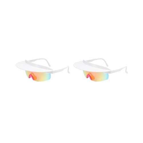Paowsietiviity Fahrrad-Sonnenbrille, tragbar, professionell, sonnenfest, für Erwachsene und Kinder, winddicht, stilvoll, Brillen, Weiß, Rot, 2 Stück von Paowsietiviity