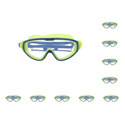 Paowsietiviity Universal-Schwimmbrille für Mädchen, Jungen, mit Aufbewahrungsbox, verstellbare Silikonbrille, wasserdicht, professionell, grün, 10 Stück von Paowsietiviity