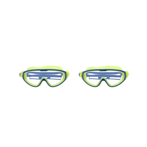 Paowsietiviity Universal-Schwimmbrille für Mädchen, Jungen, mit Aufbewahrungsbox, verstellbare Silikonbrille, wasserdicht, professionell, grün, 2 Stück von Paowsietiviity