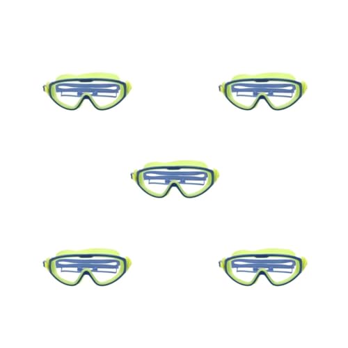 Paowsietiviity Universal-Schwimmbrille für Mädchen, Jungen, mit Aufbewahrungsbox, verstellbare Silikonbrille, wasserdicht, professionell, grün, 5 Stück von Paowsietiviity
