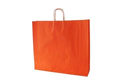 Papiertragetaschen mit Kordel extra groß 54 + 14 x 50 cm (175 Stück, ORANGE) von Papiertragetaschen