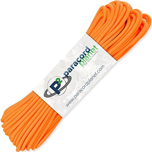PARACORD PLANET Mil-Spec Commercial Grade 550lb Typ III Nylon Volltonfarben (Neon Orange, 100 Fuß) von PARACORD PLANET
