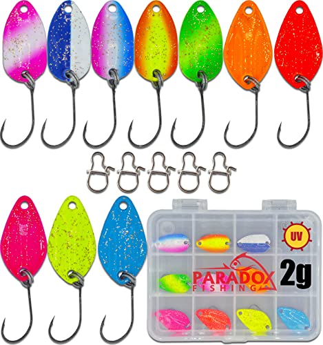 Paradox Fishing Forellen Spoon Set 8 Spoons 2,5g mit 8 Snaps Forellenköder Set 