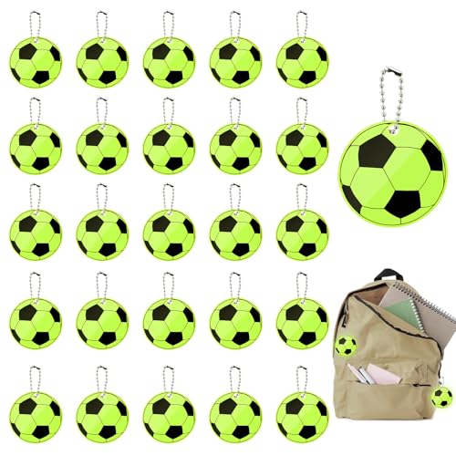 Parastar 20 Stück Reflektor Anhänger Fussball,PVC Reflektor Fussball,Schlüsselanhänger Fußball Anhänger mit Kette,Sicherheit Reflektor Anhänger Fußball für Rucksack, Fahrrad, Schlüssel, Haustiere von Parastar