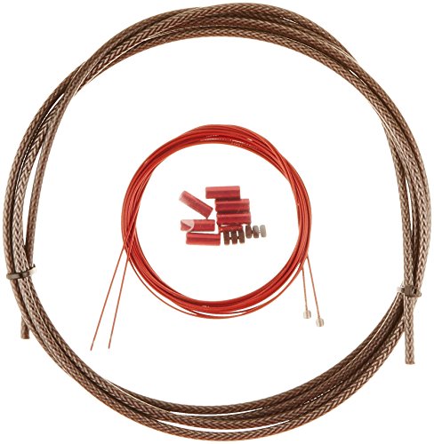 Shimano Teflon-Schalthebel-Kit – Rot (rotes Kabel 2300 mm und 1350 mm / schwarze geflochtene Hülle 2500 mm) von Parts