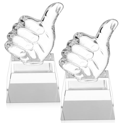 PartyKindom Kristall-Trophäe mit Auszeichnung: Thumbs Up Award Trophäen, Modellgewinner, Finger-Trophäe, Dekore für Mitarbeiter-Wertschätzung, Auszeichnungen, Geschenke, 2 Stück von PartyKindom