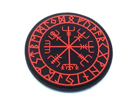 Aegishjalmr Viking Helm of Awe Terror Protection Norse Rune Wikinger Morale Patch PVC Airsoft Paintball Klett Emblem Abzeichen (Rot) von Patch Nation