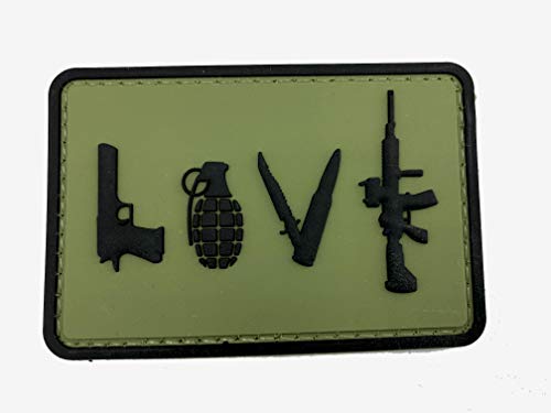 LOVE Waffen & Granate PVC Klett Emblem Abzeichen Moral Patch (Grün) von Patch Nation