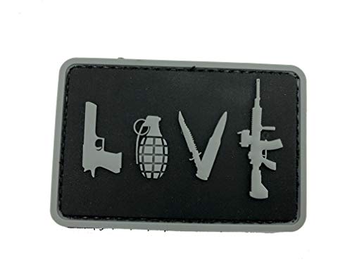 LOVE Waffen & Granate PVC Klett Emblem Abzeichen Moral Patch (Schwarz) von Patch Nation