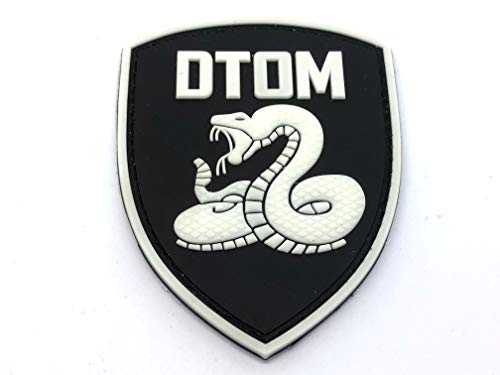 Patch Nation DTOM Snake Don't Tread on Me Airsoft Klettverschluss PVC Flicken (Schwarz Leuchten im Dunkeln) von Patch Nation