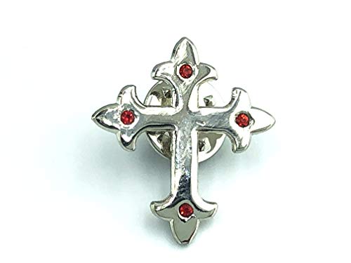Patch Nation Juwelenbesetztes Christliches Kreuz Metall Button Badge Pin Brosche Anstecker (Silber) von Patch Nation