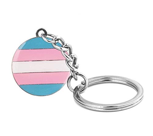 Patch Nation Trans Transexual Gay Pride LGBTQ Flagge Metall Pin Runder Keychain Schlüsselring von Patch Nation