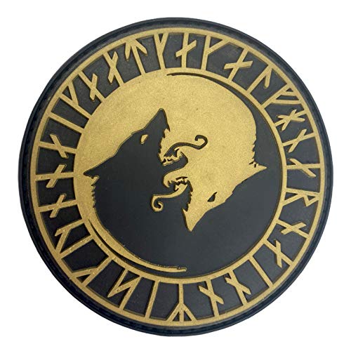 Patch Nation Wikinger Wolf Geri und Freki PVC Airsoft Paintball Klett Emblem Abzeichen (Gold) von Patch Nation