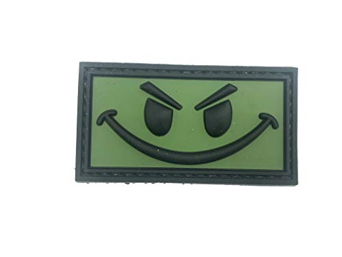 Smiley-Gesicht Taktisch PVC Airsoft Paintball Klettverschluss-Flecken Kader Patch (Grün) von Patch Nation