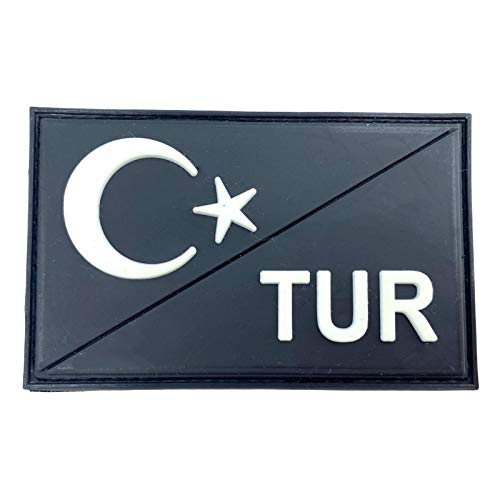 Türkei Türkisch Diagonal TUR Leuchten im Dunkeln Flagge Taktisch Airsoft PVC Klett Emblem Abzeichen Patch (Schwarz) von Patch Nation
