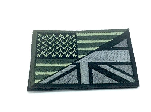 USA Grossbritannien Gedämpfte Übergang Flagge Gestickte Airsoft Klettverschluss-Flecken (Schwarz) von Patch Nation