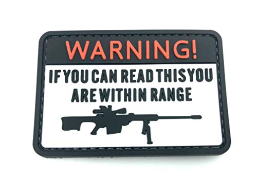 Warning If You Can Read This You Are Within Range Airsoft PVC Klettverschluss-Flecken Patch (Weiß) von Patch Nation