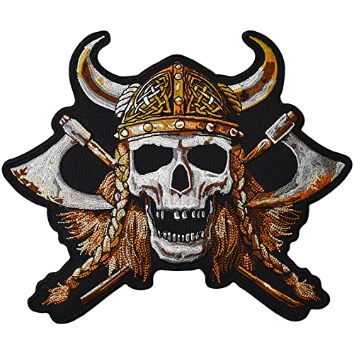 Viking Skull Head Totenkopf Wikinger Helm Biker Nordmann BACKPATCH Aufnäher von Patch