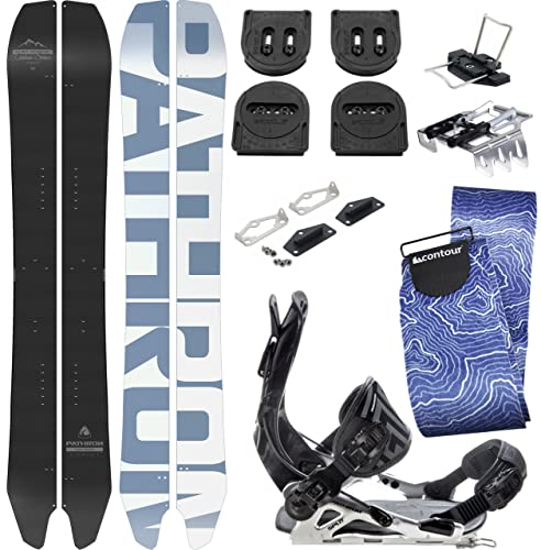 Pathron Snowboard Splitboard Carbon Powder Split 2022 inkl. Clips und Hooks + Bindung GT Alu Multientry Split + Voile Set + Contour Felle + Harscheisen (161 + Bindung XL) von Pathron