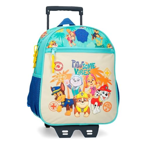 Paw Patrol Paw Patrol Pawsome Vibes Schulrucksack mit Trolley, blau, 27 x 33 x 11 cm, Polyester, 9,8 l, blau, Schulrucksack mit Trolley von Paw Patrol