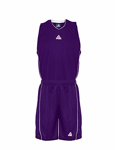 Peak Sport Europe Herren Basketball Uniform Set Trikot und Shorts Team, Purple-White, XXXS von Peak Sport Europe