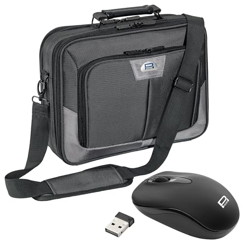 PEDEA Laptoptasche "Premium" Notebook-Tasche bis 13,3 Zoll (33,8 cm) Umhängetasche mit Schultergurt inkl. Schnurloser Maus, Grau von Pedea