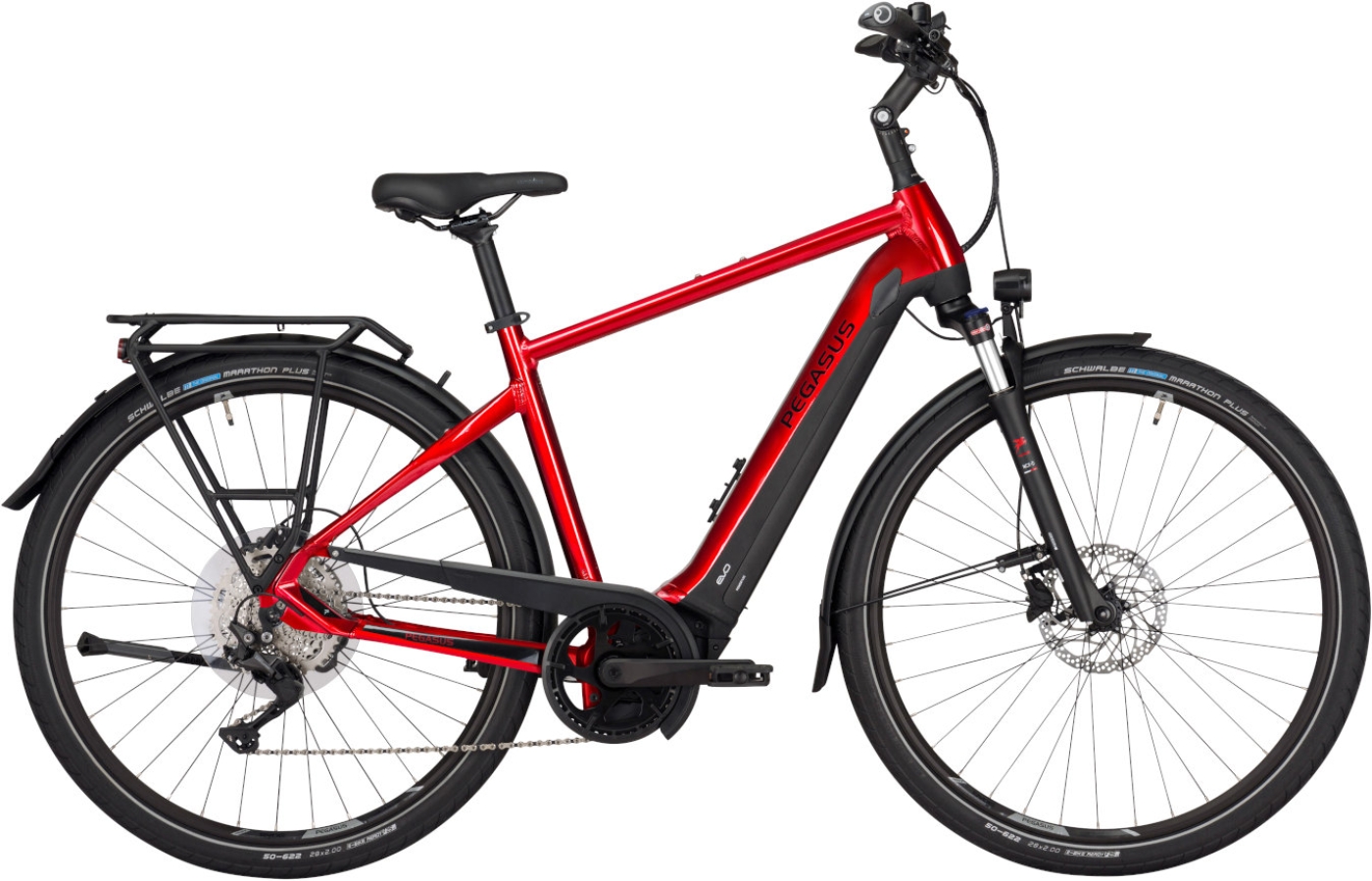 Herren e-Bike  Pegasus Premio EVO 10 Lite Herren rot (Rahmenh. Pegasus: 50 cm | Körpergrösse 160 - 170 cm / Akkukapazität:  Bosch 625 Wh) von Pegasus